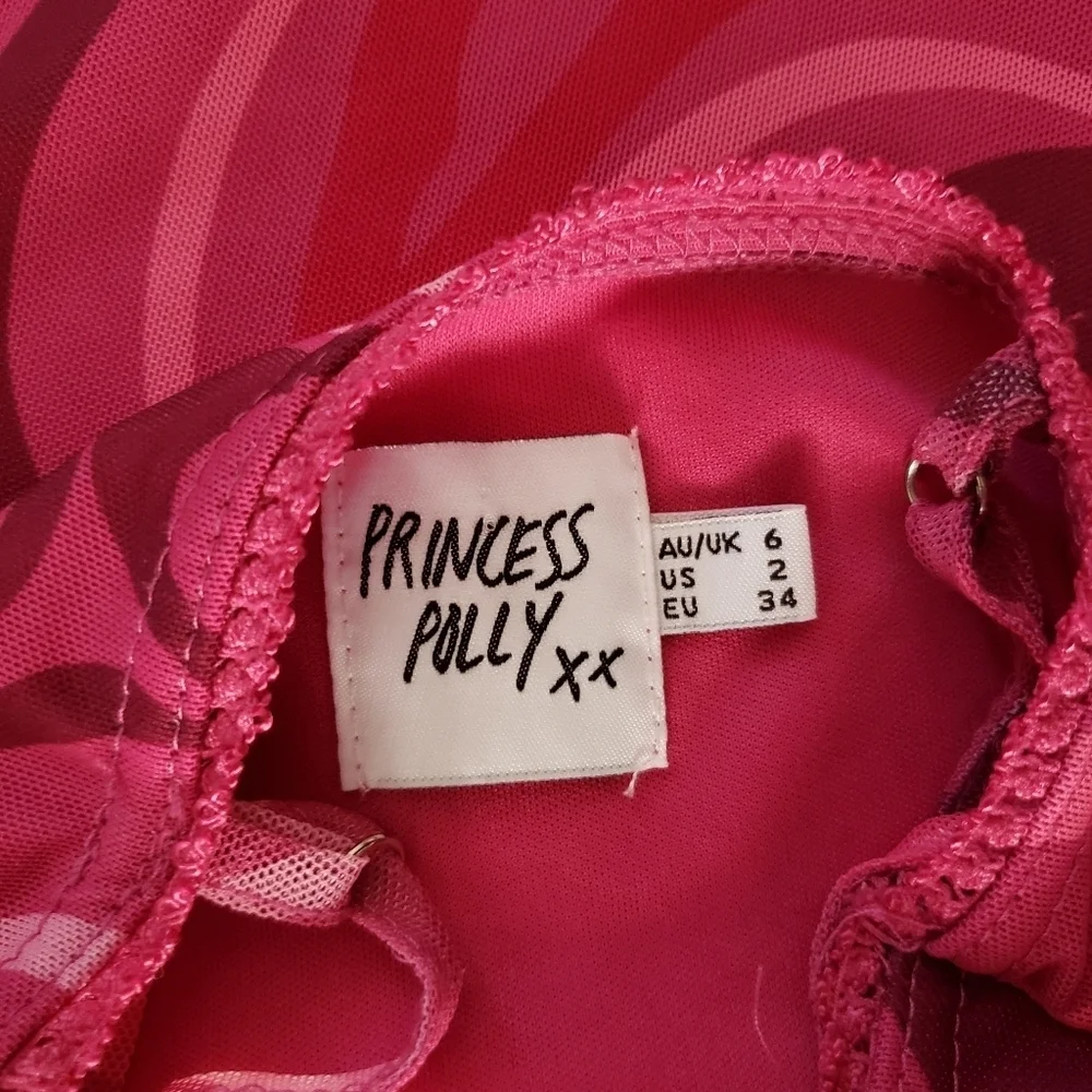 Princess Polly Pink Swirl Y2K Style Spaghetti Strap Dress Size 2 - Picture 5 of 5